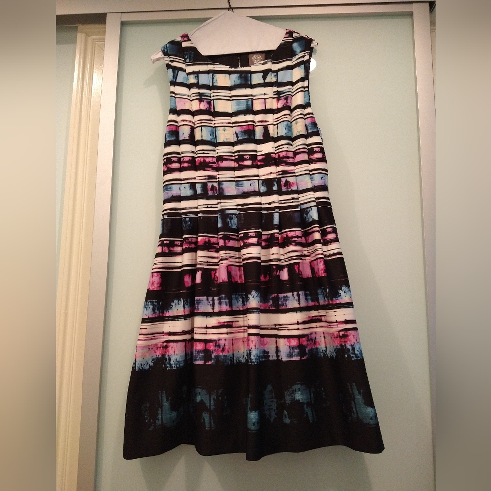 Vince Camuto modern pleated cocktail dress